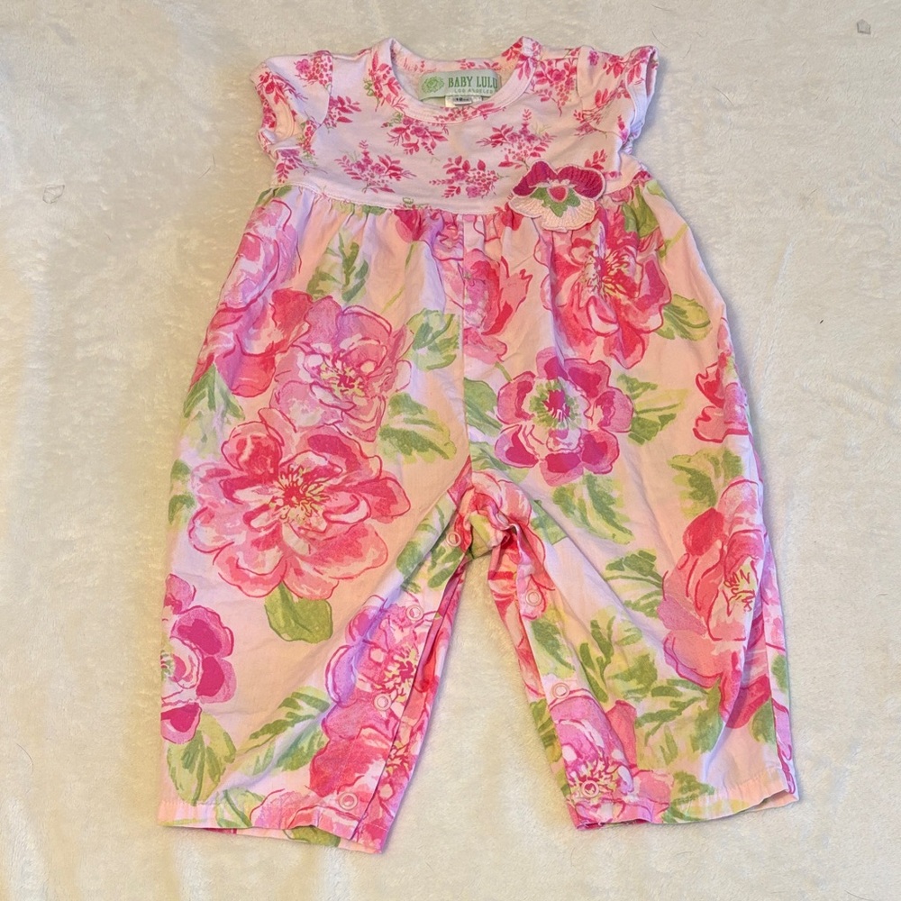 Baby lulu Pink Floral Cotton Romper 12 months baby girl clothing